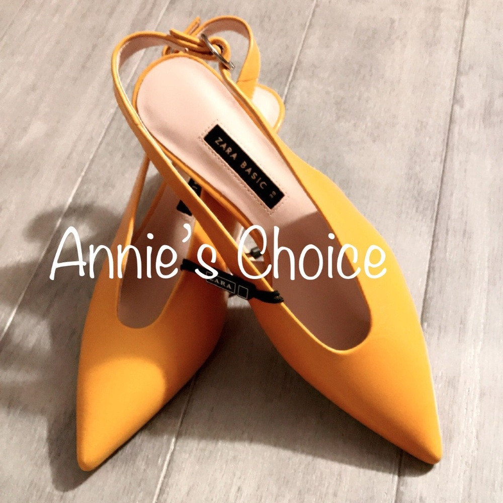 ZARA Heels:Yellow, US 6.5, 7.5/EUR 37, 38
